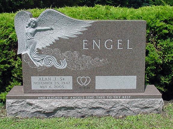 Angel design sculpted memorial monument